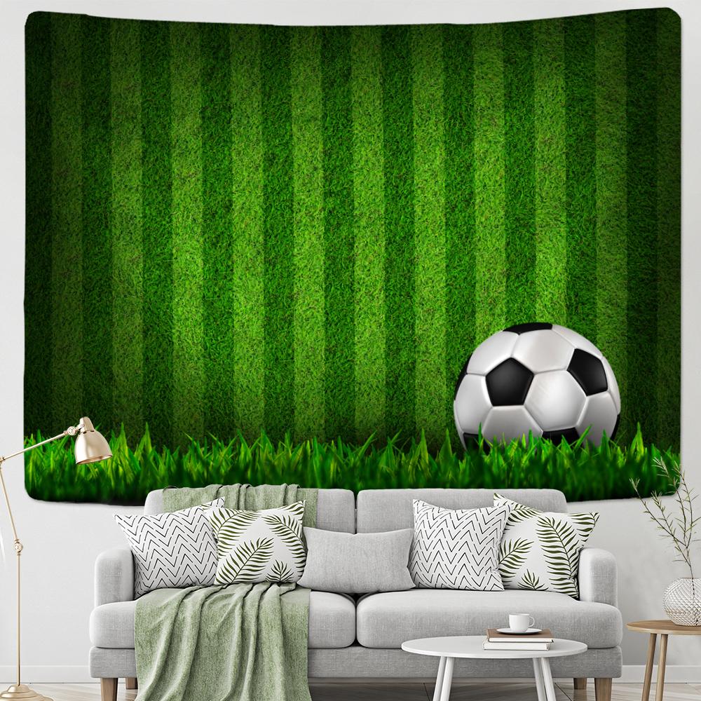 Зеленый луг Футбольное поле Гобелен Настенный ковер Испанский футбольный ковер Bohemianwind Хиппи Декор для комнаты Фоновая ткань