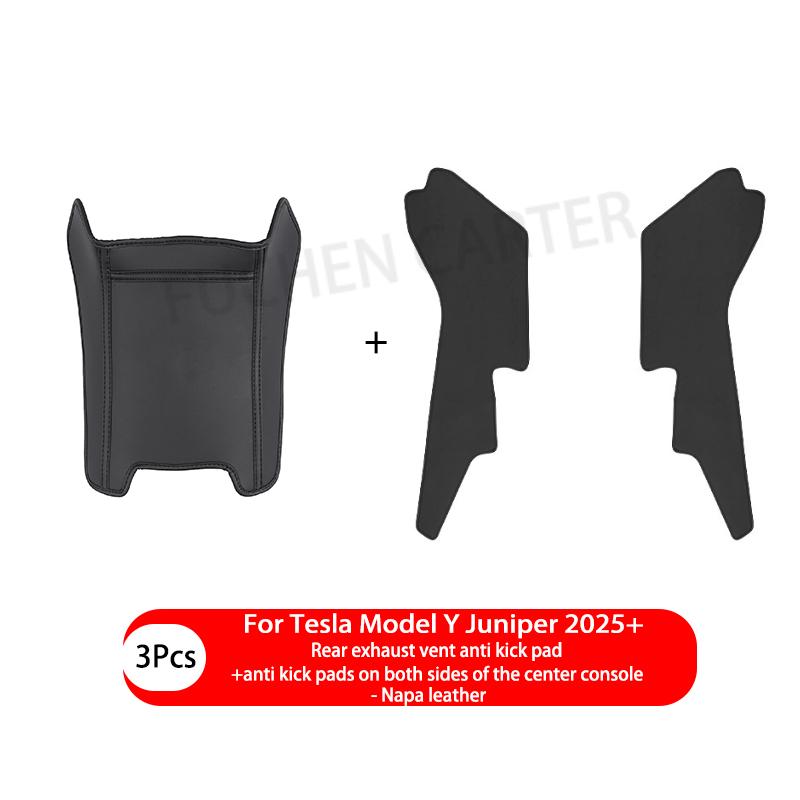 For Tesla ModelY Juniper 2025 Center Control Side Anti-kick Pad Leather Anti-dirty Protective Cover Defense Foot Mat Accessories