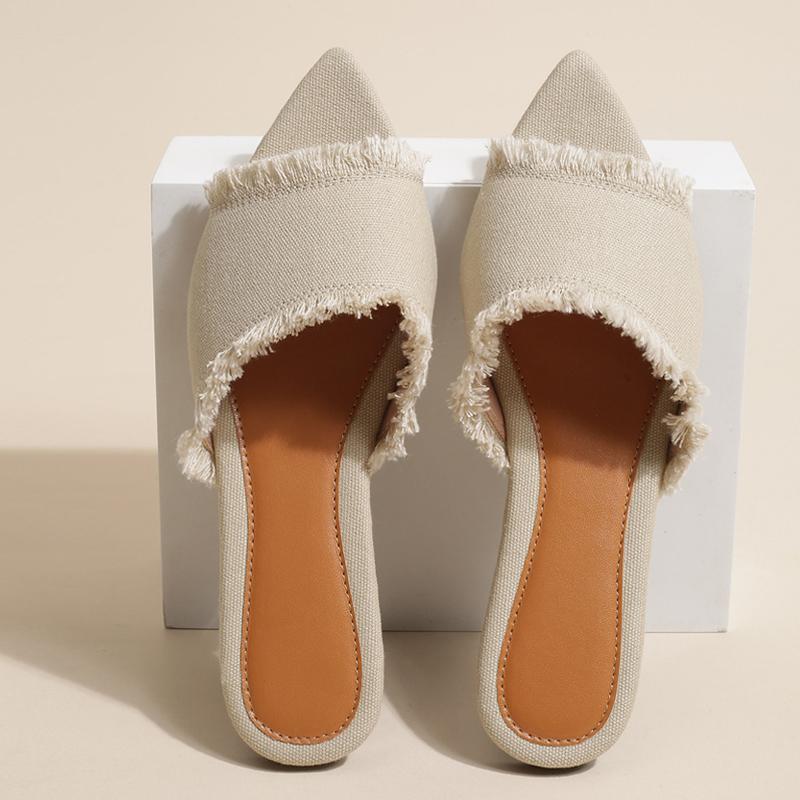 Liyke Летняя мода швейные женские тапочки с кисточками для отдыха на открытом воздухе удобные повседневные мюли на плоской подошве сандалии пляжные шлепанцы обувь Zapatos Mujer