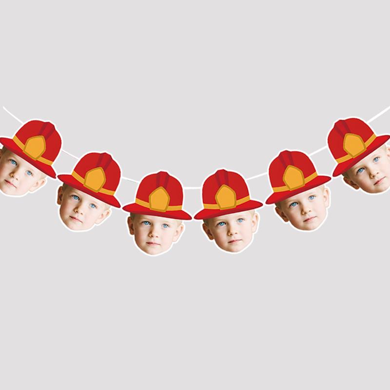 6 шт./12 шт. День рождения На заказ Рисунок пожарной каски Портретный баннер Праздничные вечеринки для мальчиков и девочек Фоновое украшение