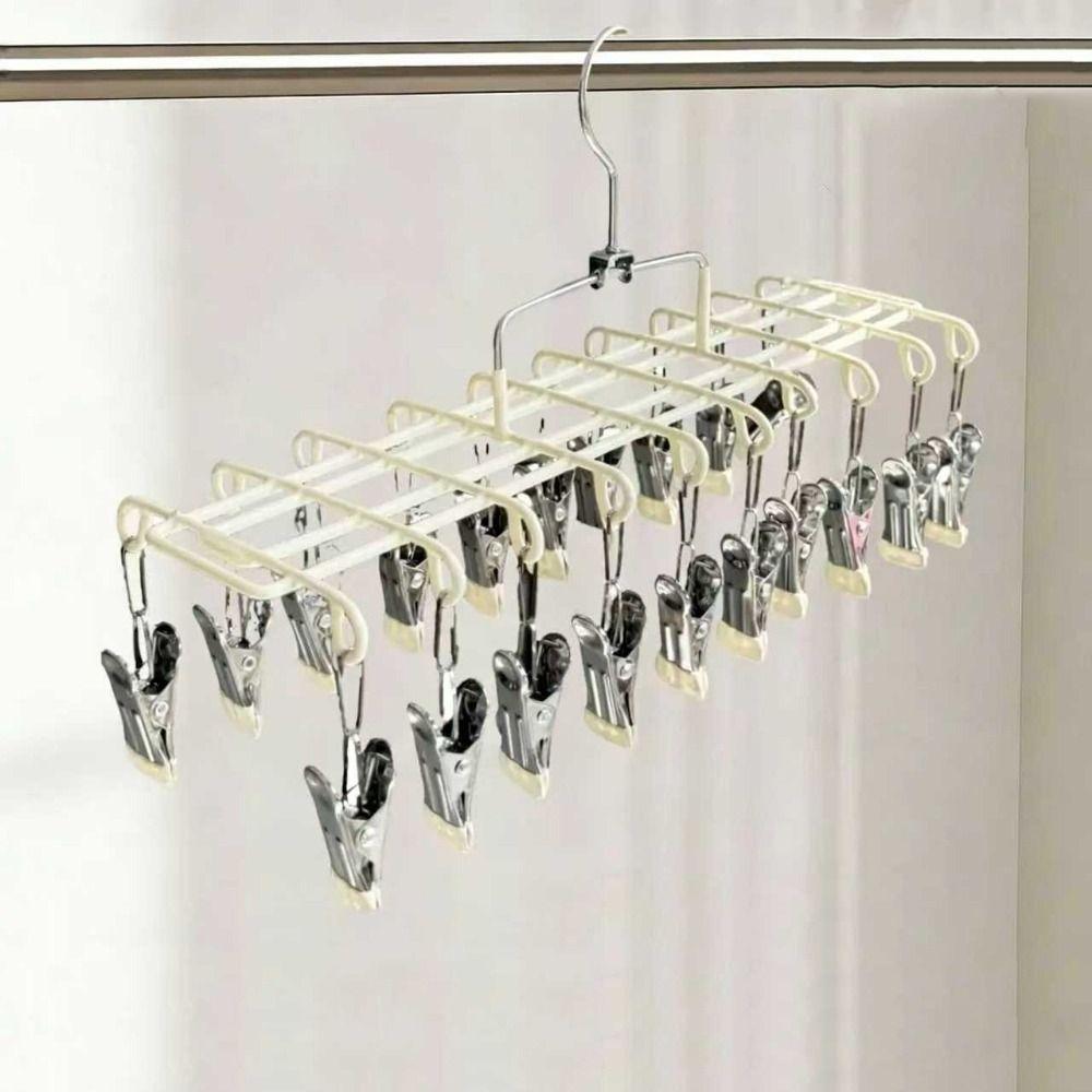 Heavy Duty Multi-Clip Drying Rack Stainless Steel Windproof Clothing Rack Laundry Hanger Outdoor