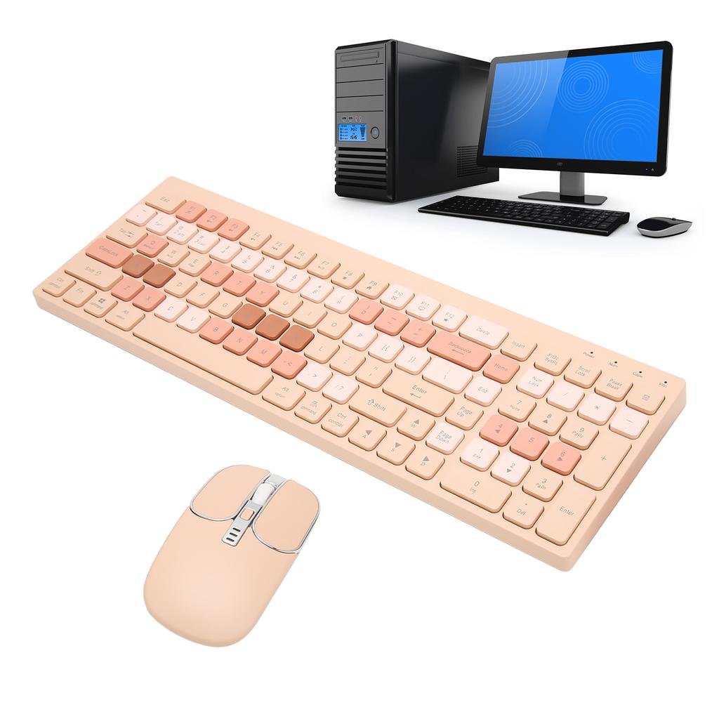Keyboard Mouse Combo 2.4G Wireless Round Keycaps Ergonomic Type C   Keyboard and Mouse for Phone Tablet  