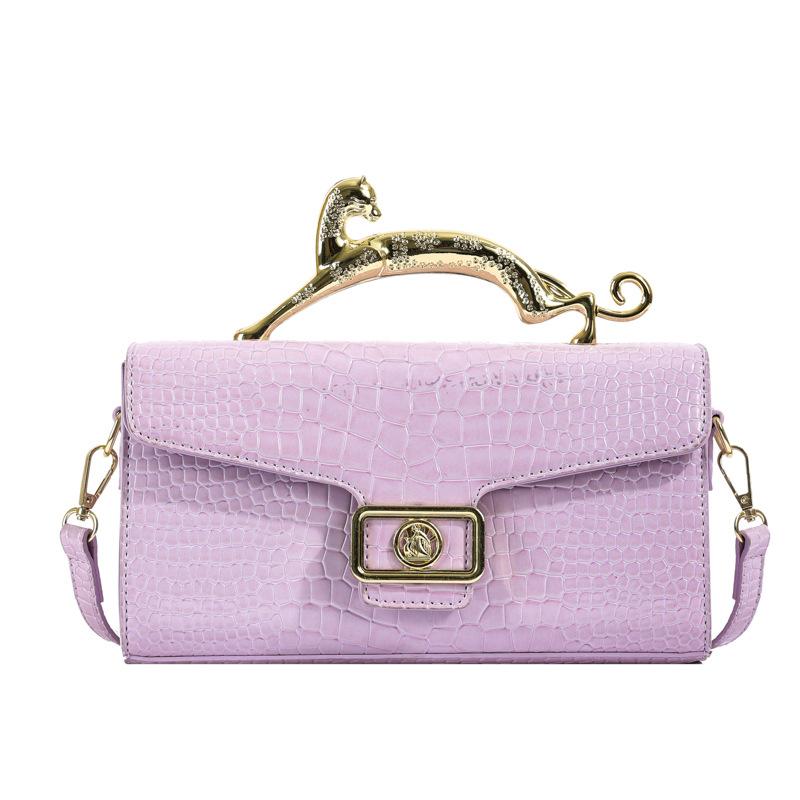 Роскошная лакированная кожа крокодиловый камень узор женская сумка через плечо ретро фурнитура модная сумка леопардовый металл