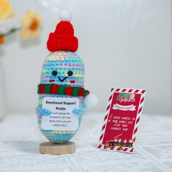 Вязаная крючком кукла с позитивной карточкой Эмоциональная поддержка Ручная работа Мини Вязание Рождество Лягушка