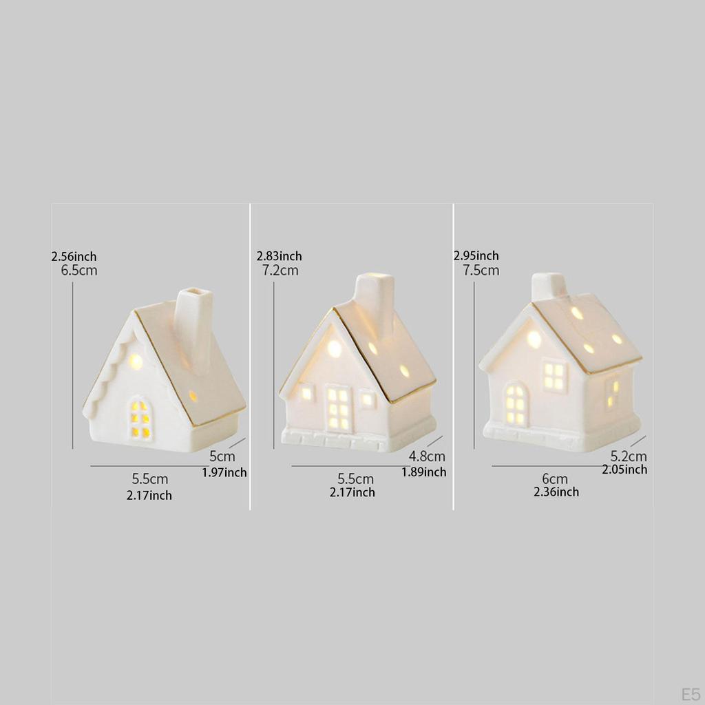 3 шт. Рождественская миниатюрная статуэтка в виде домика, настольный декор, керамическая маленькая фигурка для