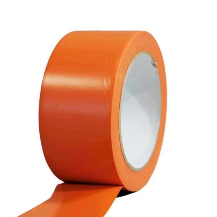 Ruban adhésif de chantier multi usage, masquage réparation - PVC orange - 33 m x 50 mm - BTP, bâtiment, travaux de plâtrage