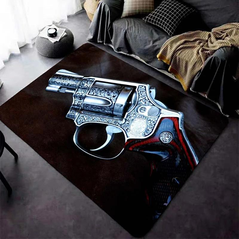 Ковер с рисунком револьвера для гостиной, игровые коврики, мягкий напольный ковер, мультяшные коврики, коврик для ванной, коврик для йоги, домашний декор