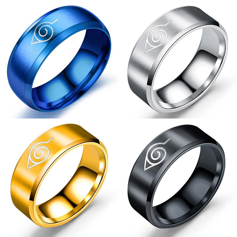 Мужской Творческий характер С узором Кольцо из титановой стали Золото Серебро Синий и черный