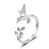 New Creative Bird Sweet Flower 925 Sterling Silver Jewelry Personality Cute Fresh Leaf Branch Art Opening Rings Xzr041