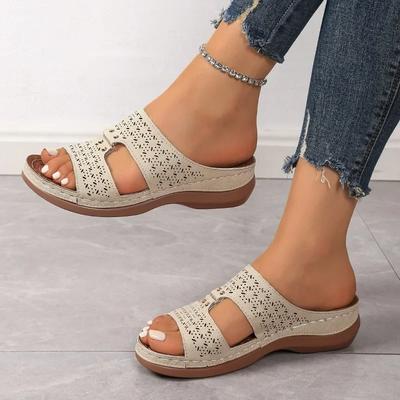 Модная женская обувь 2025 Новые женские шлепанцы с открытым носком Модные уличные повседневные сандалии на платформе и танкетке Летние легкие удобные шлепанцы