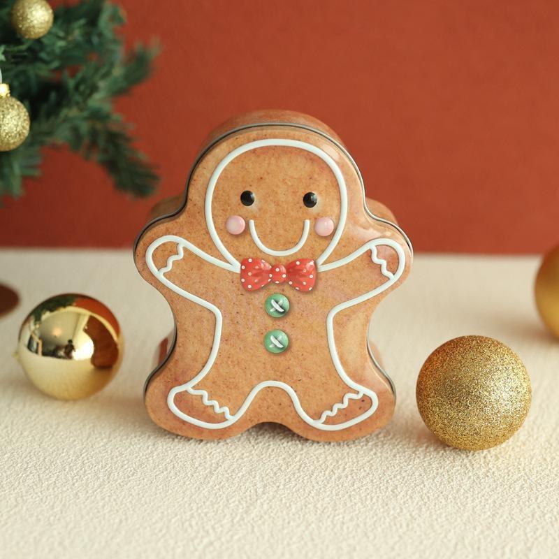 Gingerbread Man Iron Gift Sugar Box Christmas Merry Home Decoration New Year Christmas Gift Box Christmas Decoration 1 Piece