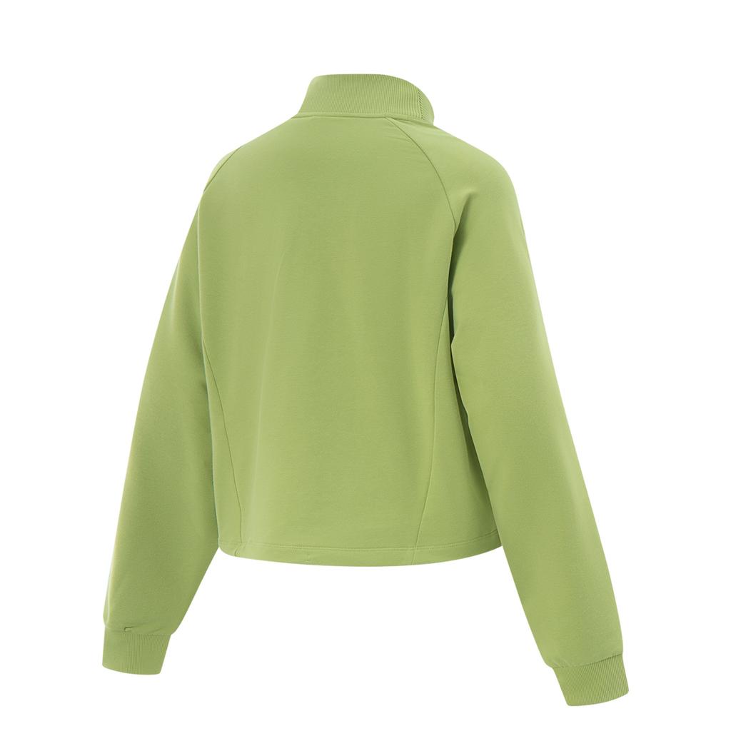 Li-Ning Fitness Series Solid Color Stand Collar Comfortable Breathable Versatile Loose Sweatshirt Women Sweatshirt Fresh-Moss-Green AWDV432-2