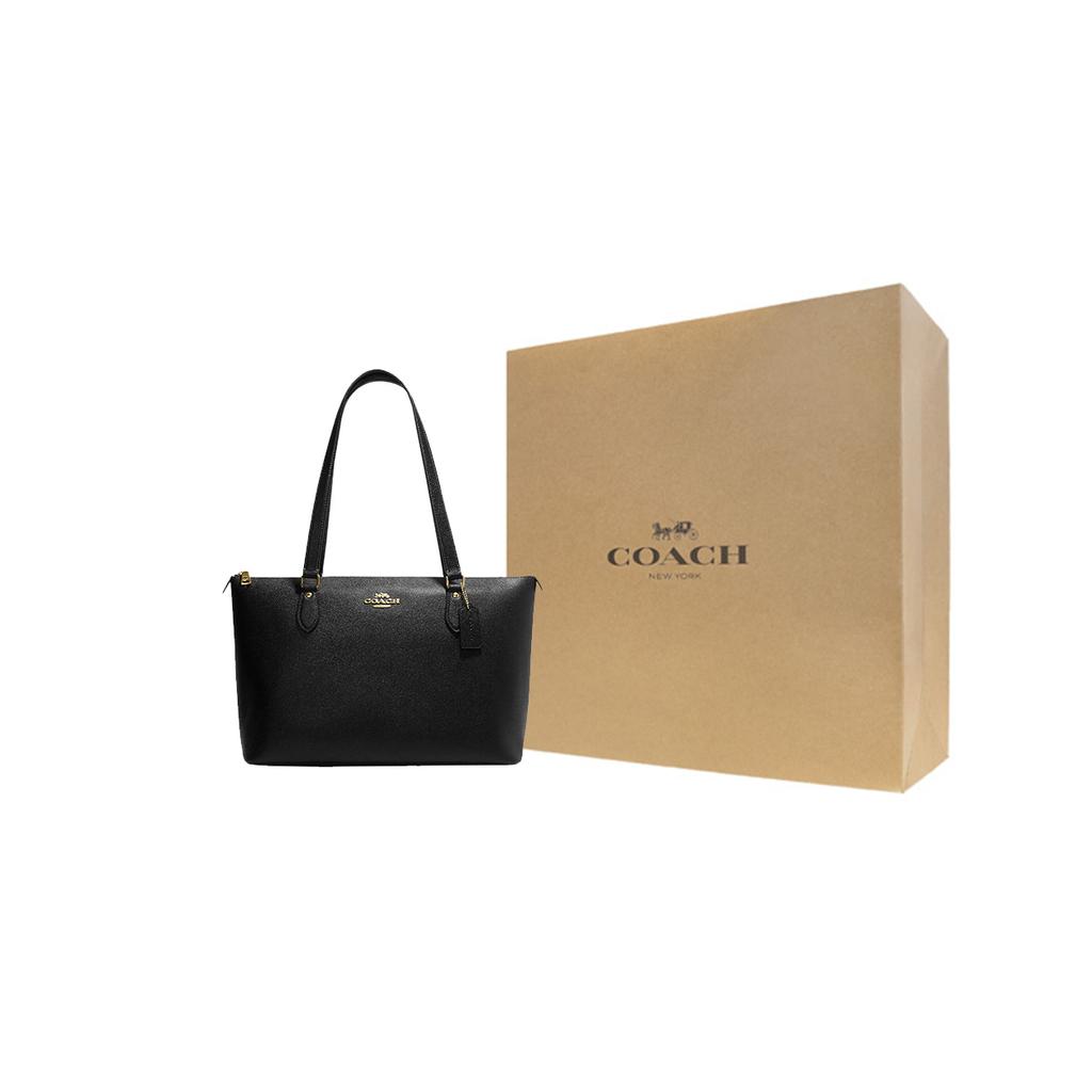 Новая женская большая сумка через плечо COACH Gallery из зернистой кожи, черная CH285-IMBLK