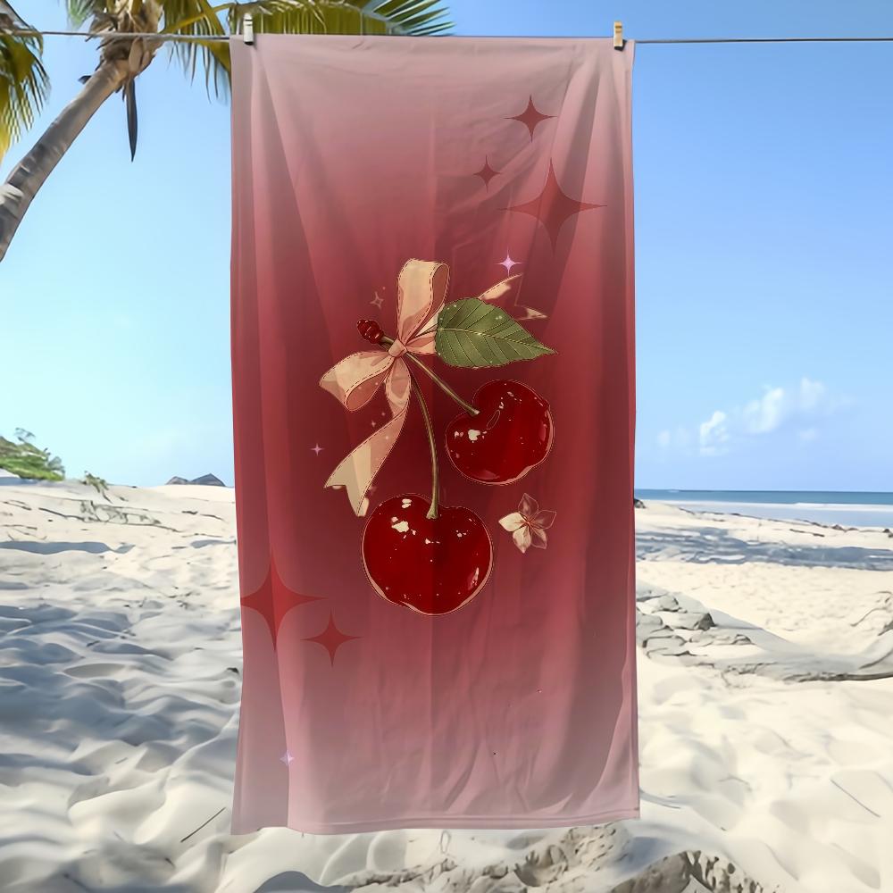 CHERRY cartoon Towel Textile Bathrobe Beach Quick-Drying Lightweight Portable Camping Swim Pool Travel