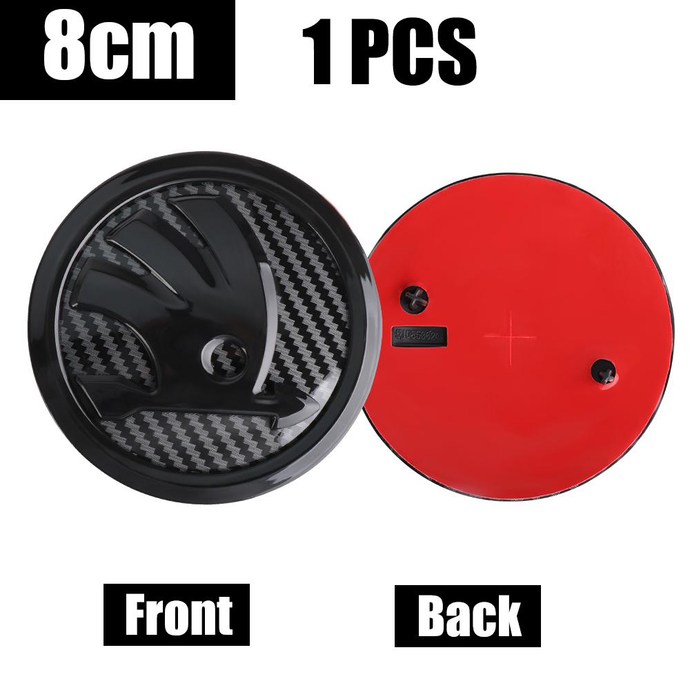 2026 Hot 8/9/10cm Carbon Fiber Badge Car Front Hood Emblem Tail Trunk Logo Sticker For Skoda Octavia Karoq Skoda S VII Fabia Kam