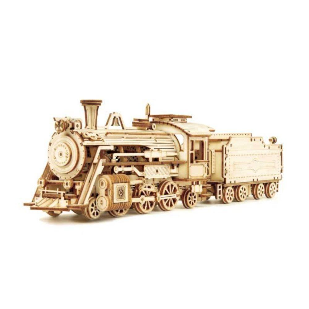 Montessori Toys Model Kit Mechanical Model Wooden Construction Kit 3D Wooden Puzzle Steam Train