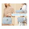 Цветочная косметичка стеганая косметичка большой вместимости дорожная косметичка набор синий набор, косметичка, 3,