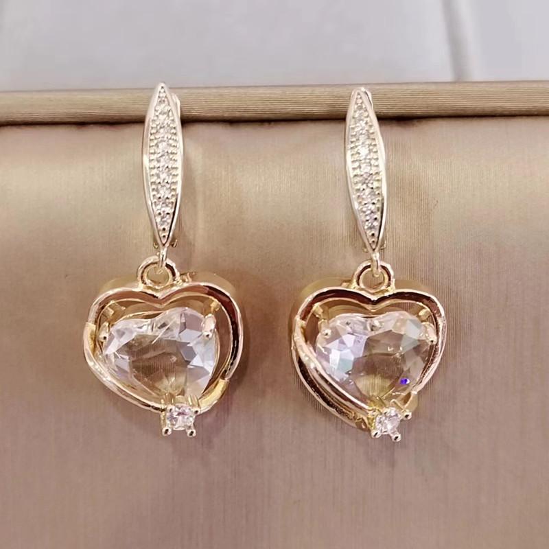 Новые роскошные градиентные цветные серьги с цирконием в форме сердца для женщин и девочек, модные серьги золотого цвета, вечерние ювелирные аксессуары