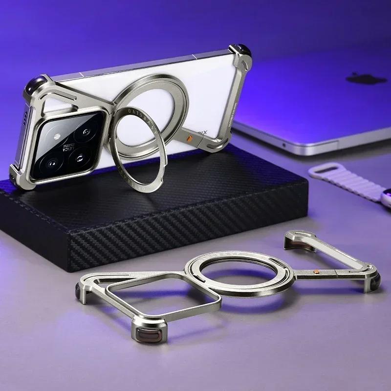 Ранний чехол Z-образной формы для Xiaomi 15 15Pro Металлический magsafe Магнитный безрамочный Защитный чехол для телефона с подставкой, вращающейся на 360°