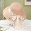 Summer sun hat women's sun protection straw straw hat new cute bow outdoor beach fisherman basin hat versatile tide