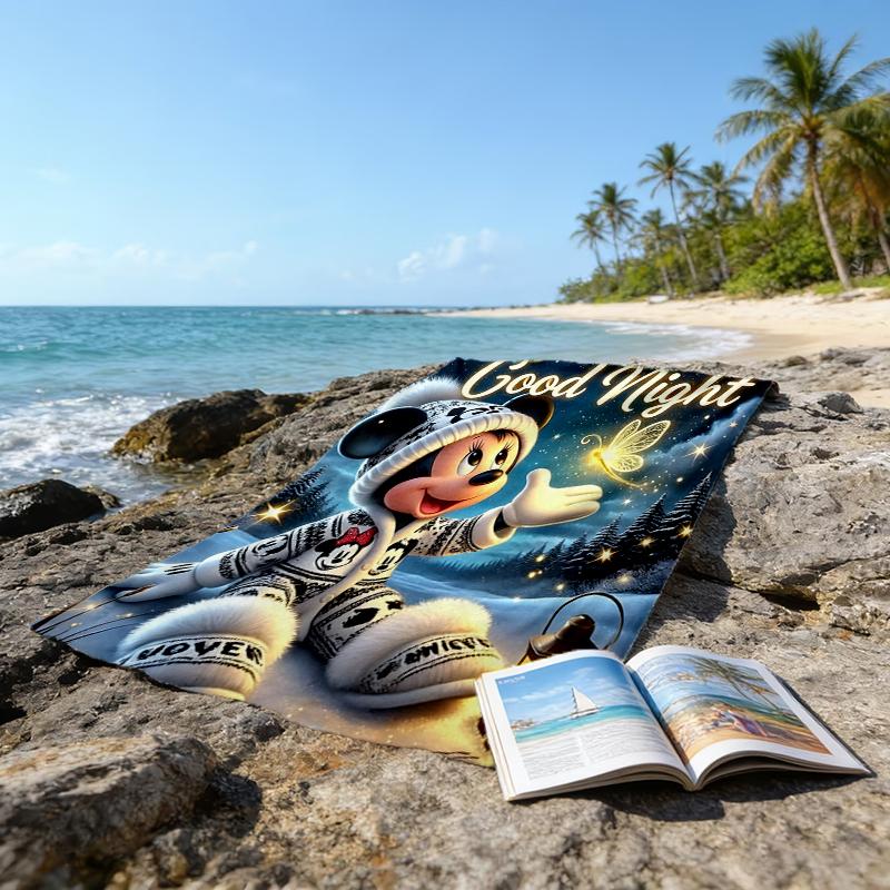 1pc M-Mouse Beach Towel, Beach and Seaside Swimming Pool Equipment, Fashion Pattern, Rectangular, Travel Essentials