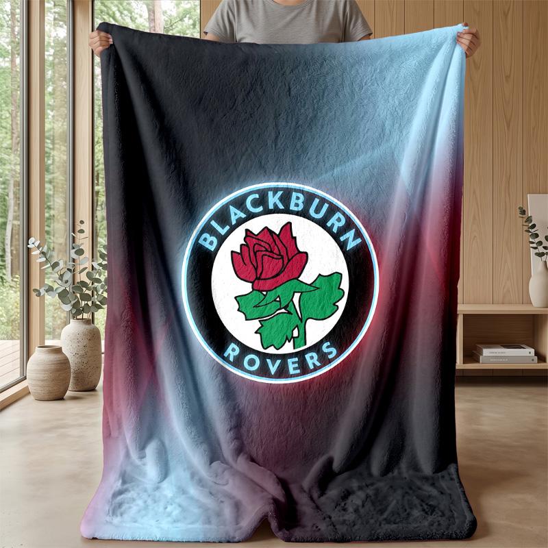 Blackburn Rovers Football Print Flannel Blanket, Soft Warm Lightweight Throw Blanket for Sofa Bed Camping