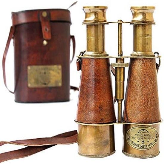 Antique Victorian Marine Brass Leather Binocular Sailor Instrument