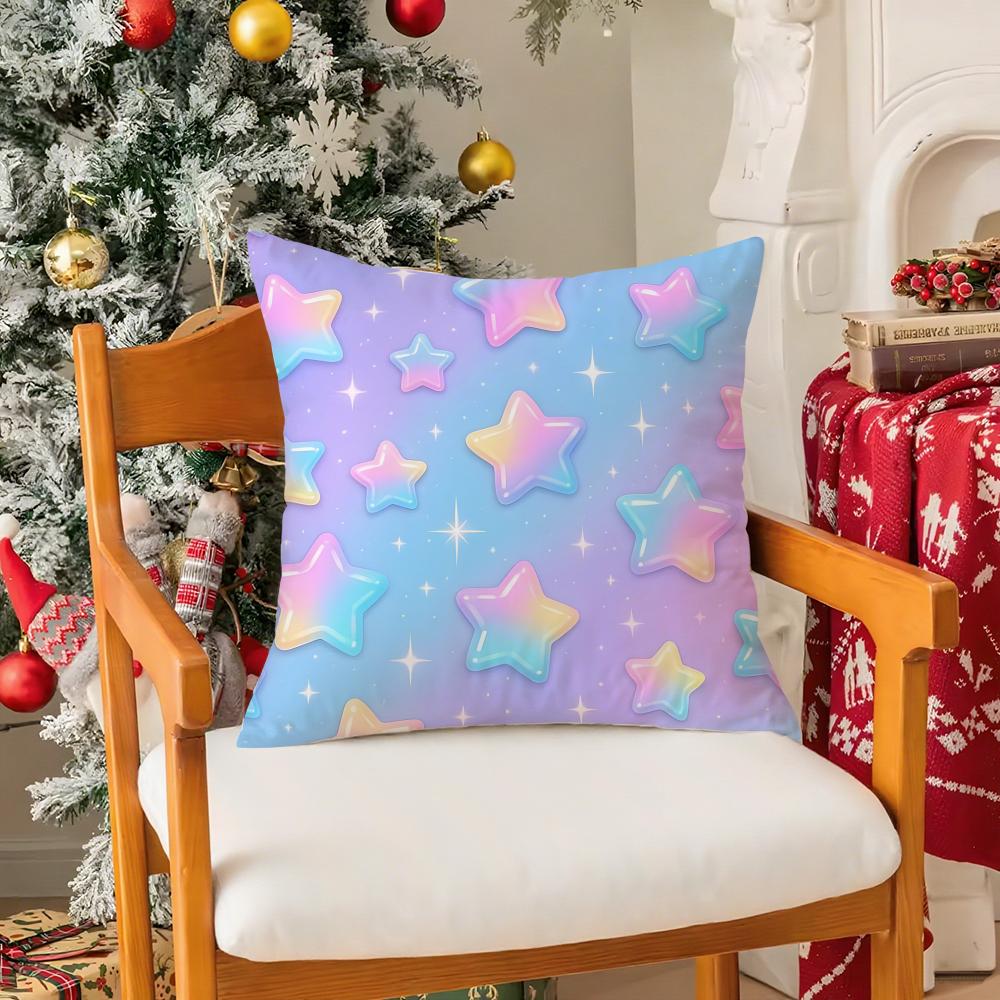Stars Pattern Pillow Case Silky Elegant Comfort Sofa Bed Invisible Zipper