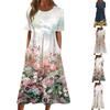 Women's Casual Dresses Printed Dresses Summer Dresses Printed Pleated Round Neck Midi Dresses Basic Classic Outdoor Daily Short Sleeve Loose Dresses