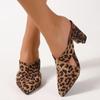 Женская обувь Новые женские тапочки Baotou Модные леопардовые тапочки для женщин Летние туфли на каблуках больших размеров для женщин