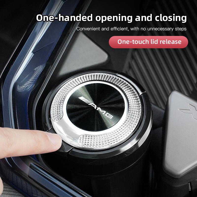 JVC4 Car Ashtray One Touch Open Portable Ashtray Cup Auto Interiors For Mercedes Benz AMG W203 W206 W220 W205 W211 W212 W201 W168 GLC