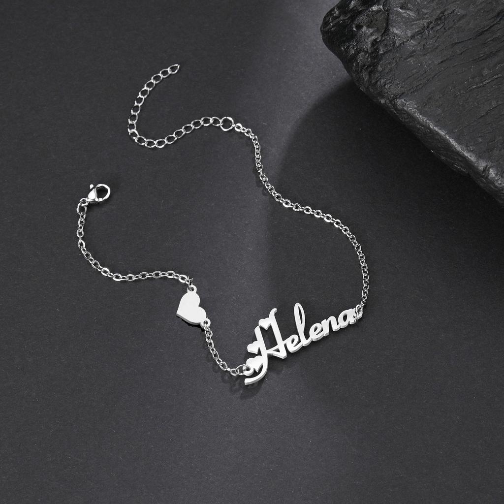 Atoztide индивидуальное имя, браслет с короной и сердцем, толстая цепочка для женщин, браслет из нержавеющей стали с цирконом и цветком, ювелирные изделия