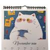 2026 Hand-Painted Cat Wall Calendar 12-Month Planner Feline Illustrations Thick Paper Calendar Gift for Pet Lovers