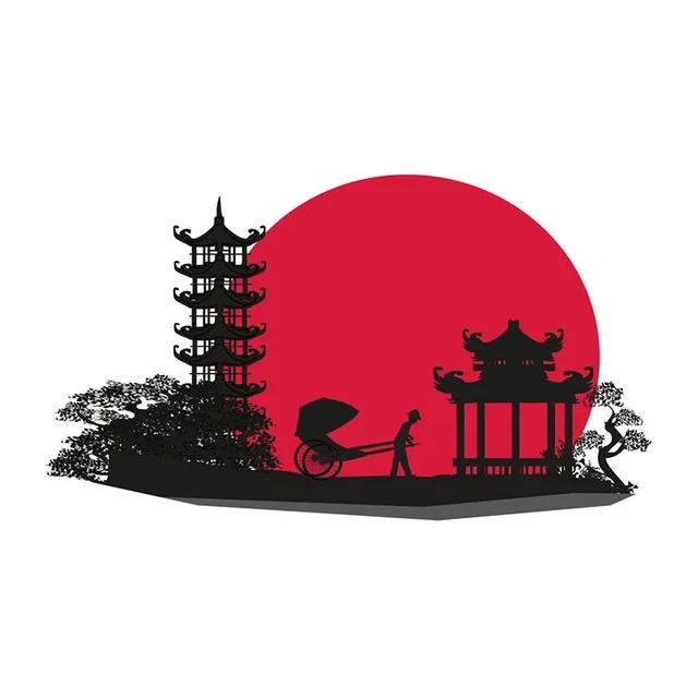 Для японского пейзажа силуэт комикс наклейка личность творческие наклейки водонепроницаемые украшения