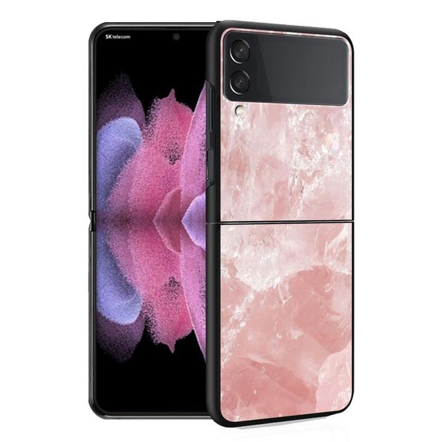 Чехол Funda для Samsung Galaxy Z Flip 4 Z Flip 3 5g Zflip Zflip3 Flip4 Жесткий ПК Золото Розовая роза Блестящие сердечки Fundas Жесткий ПК
