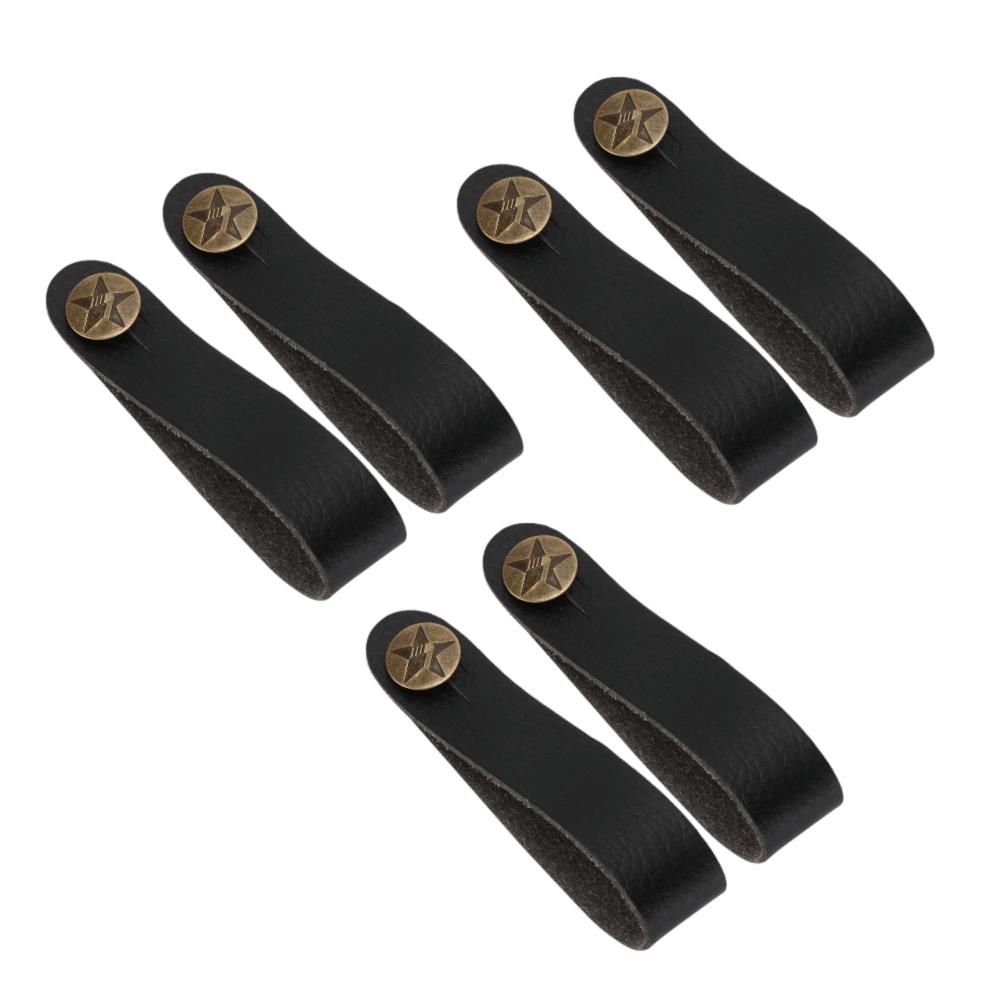6PCS Leather Material Guitar Strap Holder Black Guitar Strap Lock Headstock Strap Tie For Guitars
