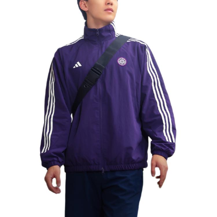 adidas X Сотрудничество с Университетом Цинхуа Свободная посадка Удобный воротник-стойка На молнии Полосатая куртка Унисекс Куртки KG8977