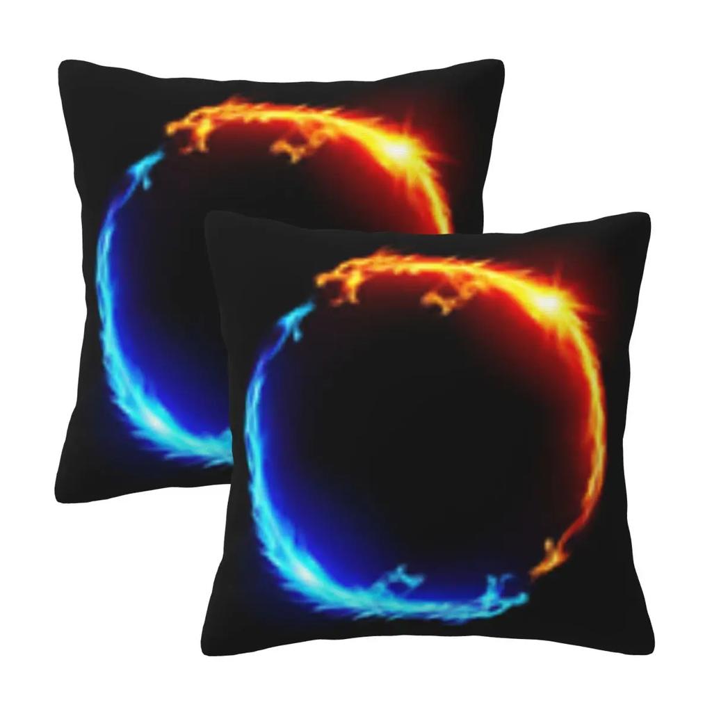 Red Fire Dragon 2 Pcs Square Pillowcase Pillow Cover Cushion Decor Comfort Throw Pillow For Home Bedroom