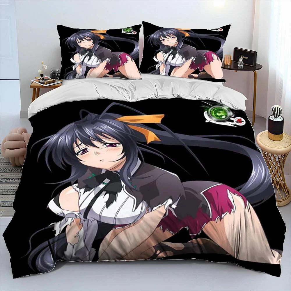 Sexy Girl High School DxD Anime Comforter Bedding Set,Duvet Cover Bed Set Quilt Cover Pillowcase,king Queen Size Bedding Set Boy