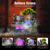Desktop Fountain Rockery Decorations LED Light Bird and Fisherman With Atomizer Water Pump Soothing Your Mind