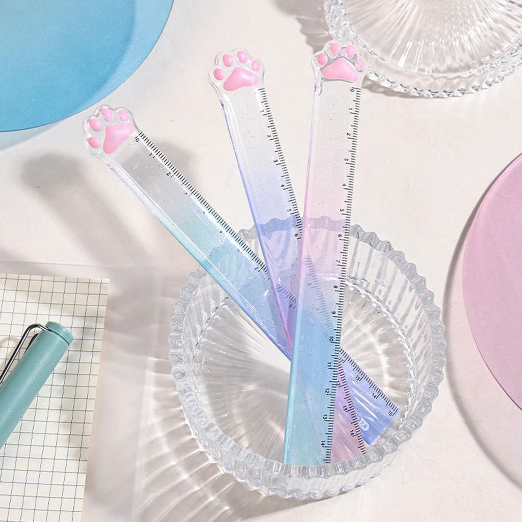 2 шт. линейка в виде кошачьей лапки, мультяшная линейка для рисования, пластиковая измерительная линейка, многофункциональная линейка для рисования, подарок для школьника