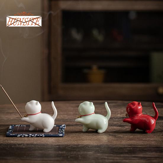 Керамический держатель для благовоний с изображением кота из мультфильма для украшения дома