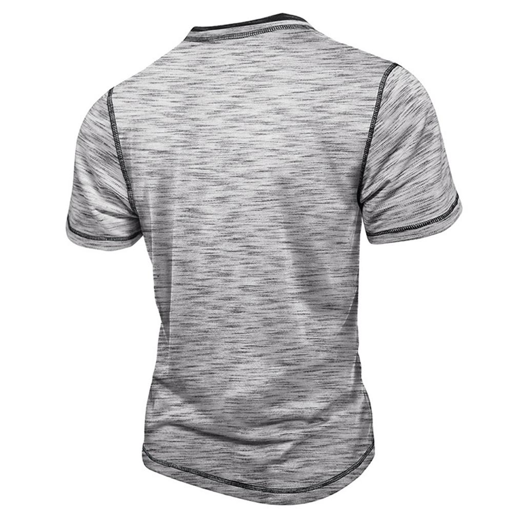 Men's Short Sleeved Lapel Collar T-shirt Casual Round Neck Top