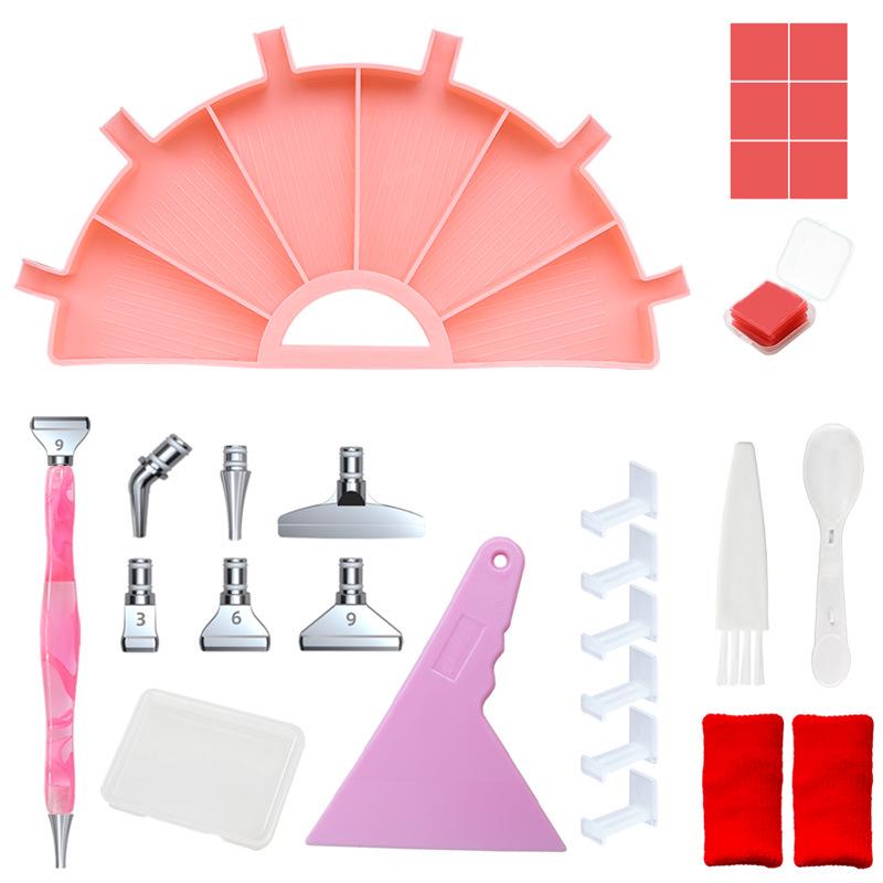 Multifunctional Diamond Painting Tool Set: Flip Drill Plate, DIY Drill Pen, Storage Tray & Embroidery Sieve