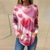 Tee Shirts For Women Casual Round Neck Long Sleeve Shirts Valentine's Day Printing Top Pullover