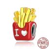 New Charms 925 Silver Fruit Food Goblet Hamburger Coffee Cup Beads Fit Bracelet Necklace DIY Jewelry
