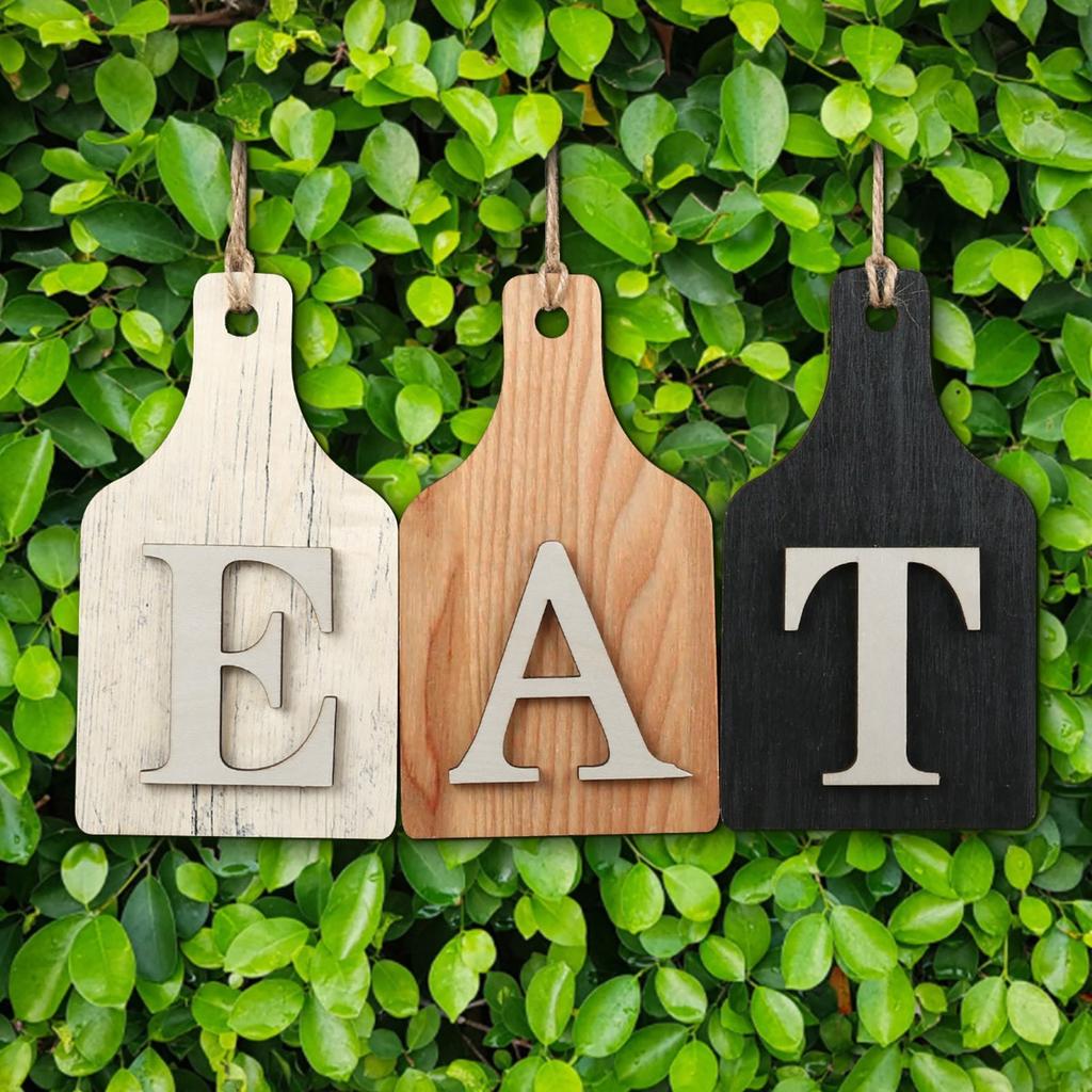 Hanging Eat Sign for Kitchen Wall Decor - Kitchen Wall Art Decor Farmhouse Decorations for Wall, Rustic Eat Signs for Dining Room, Multicolor