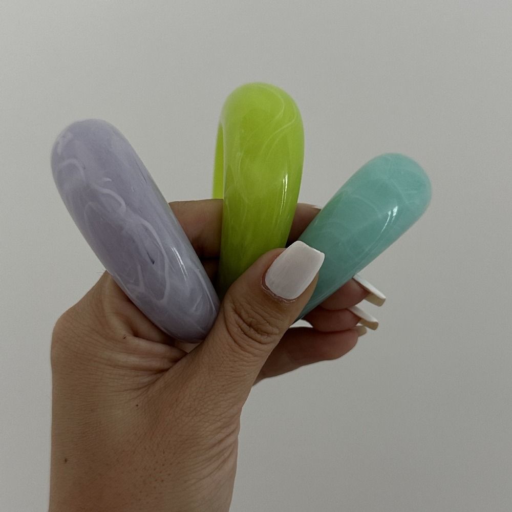 Transparent Acrylic Open Bangle Bohemian Retro Hand Ring Cute Cuff Wide Bracelet Women