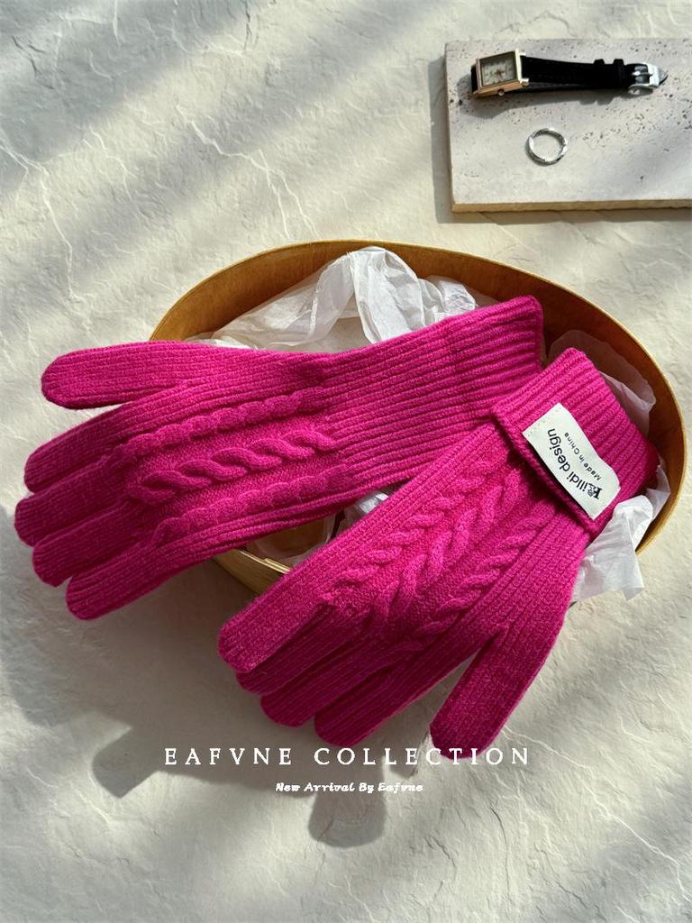 Korean Style Wool Balaclava & Twisted Gloves Set for Women - Perfect for Autumn and Winter