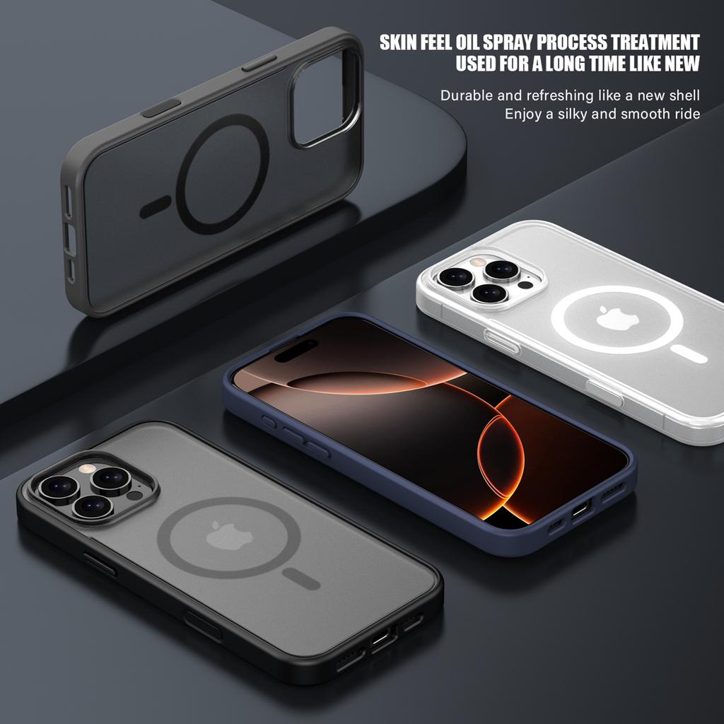 IPAKY For iPhone 16 Pro Max Magnetic Case Shockproof TPU + PC Matte Phone Back Cover